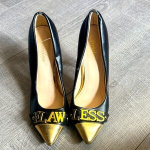 Black and Gold Statement Heels